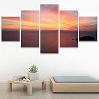 SIGNWIN 5 Panel Canvas Wall Art Skyline Sunset for Home Decorations Ready to Hang - 60