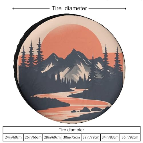 Image of Camper Spare Tire Cover 12 Inch Mountain Adventure Wheel Protectors Tyre Covers Weatherproof Wheel Covers Mountain Forest Universal Fit for Trailer SUV Truck Camper Travel Trailer