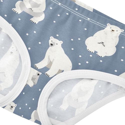 Wusikd Cute White Polar Bears Girls' Underwear Cotton Girls Briefs Soft Toddler Underwear 2T4