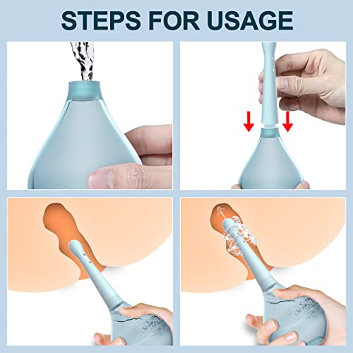 Enema Bulbo Anti-Reflujo de 150ml, Enemas Anales Lavados, Anal y Vaginal y Limpiador para Ducha, Forma rápida de aliviar el estreñimiento para Limpieza de Colon en Hombres y Mujeres, Enema(Azul)