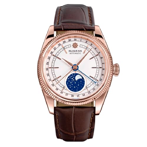 Montre Homme Automatique Seestern Sugess S452 le cadeau idéal en cuir marron et or rose