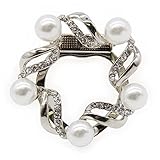 ブローチ クリップ パール 真珠 ゴールド 卒業式 入学式 ジャケット 母の日 スカーフ (スター真珠 シルバー)