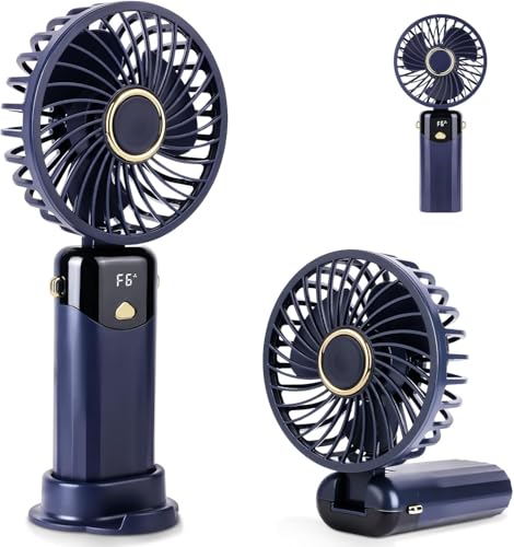 【6 velocità del vento regolabili e display intelligente】Il mini ventilatore portatile ha 6 velocità del vento regolabili. È possibile passare da una velocità del vento all'altra semplicemente premendo un pulsante. Tenere premuto il pulsante per 3 secondi in qualsiasi posizione per spegnere direttamente il ventilatore portatile. Il nostro ventilatore ha anche una funzione di display intelligente che può visualizzare la velocità del vento