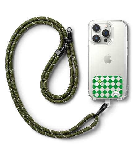 Image of Ringke Holder Link Strap with Graphic Design TPU Tag, Adjustable Crossbody Polyester Rope Lanyard Compatible with Universal Smartphone Case - Tennis Club