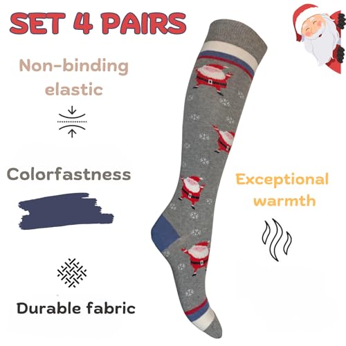 Image of Cotton Knee High Socks for Women Made in Italy, Long Socks for Women (One Size Fits All) Women Dress Socks