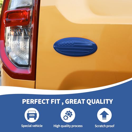 Image of RAZPOY for Bronco Emblem Cover, 5.31inch Rear Tailgate Overlay Badge Emblem Cover Trim Fit for 2021-2024 Ford Bronco & Bronco Sport, USA Flag Blue