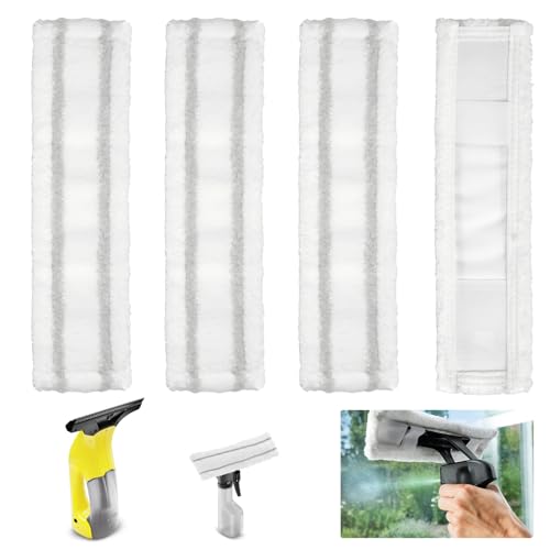 4 Stück Ersatzmikrofaser Wischbezug Kompatibel für Karcher WV1 WV2 WV5 Fenstersauger Sprühflasche...