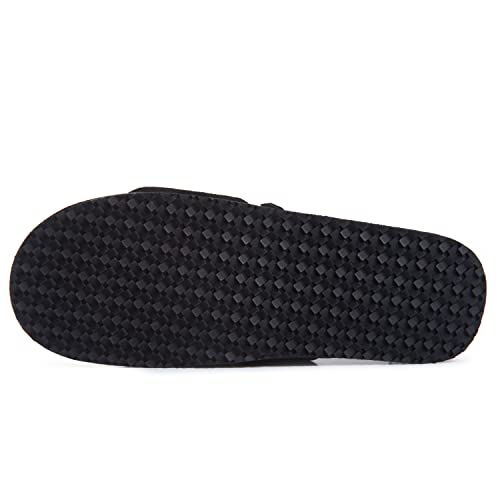 Image of Lucky Brand Mens Microsuede Memory Foam Open Toe Slippers, Cool Adjustable Strap Indoor Outdoor House Sliders for Men