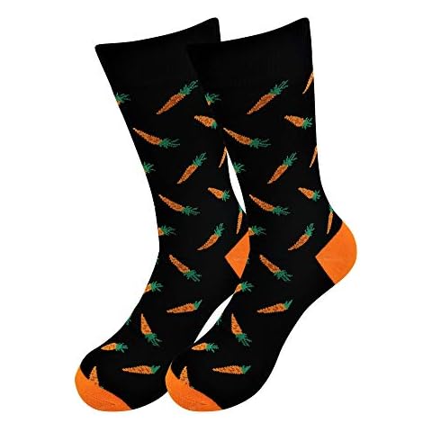 Real Sic Fun Socks for Men and Women - Cozy Cotton Dress Socks with Colorful Designs - Cool, Casual, Food Patterned (Carrot) Cover