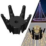 Christmas Tree Flag Pole Mega Topper Light Hook, Telescoping Flag Pole Christmas Tree Topper Light Kit, Flagpole Light Hooks for Hanging Xmas Lights, Outdoor Decor (Black)