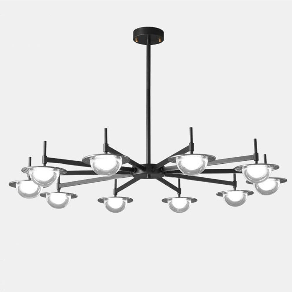 KXEcoLife Simple electroplated glass dining chandelier, Italian minimalist full copper for bedroom study room living lamps and lanterns,Black,10 Heads