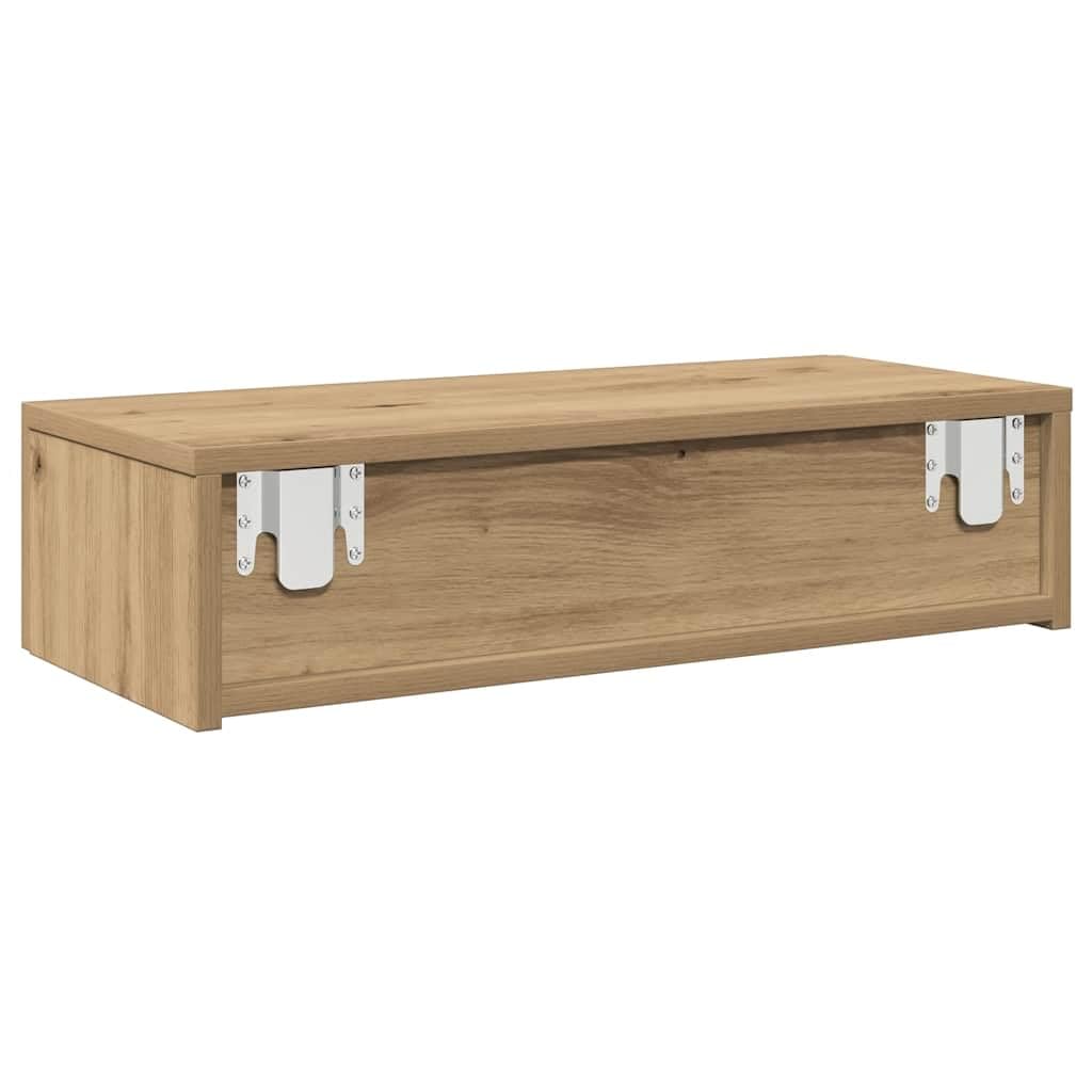 Estante de Pared cajones Madera contrachapada Roble Artesanal, Mobiliario Estanterías Estantes y estanterías, Marrón, 8.2kg