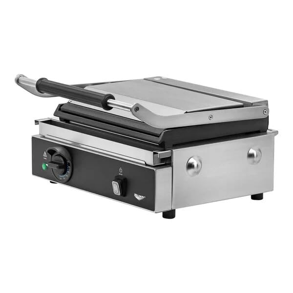PSG4-SF120-C Single Cast Iron Panini Grill with Smooth Plates - 13 1/2