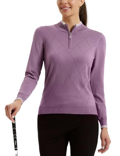 Image of JACK SMITH Quarter Zip Pullover Sweaters for Womens, Rib Polo Sweater Tops