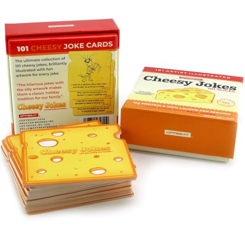 OFFBEAT 101 Cheesy Joke Cards Artist Illustrated Family Fun Cheesy Dad Jokes Humor for Kids and Adults Gift for Men Guys