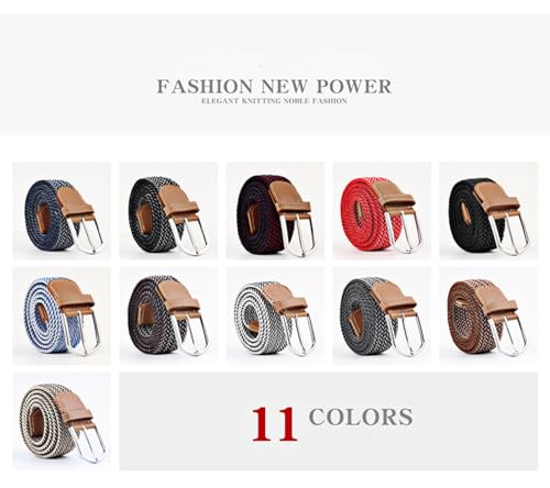 Pooyikoi Mixed Color Woven Braided Stretch Belts for Men & Women Elastic Canvas Woven Belts for Jeans Pants2