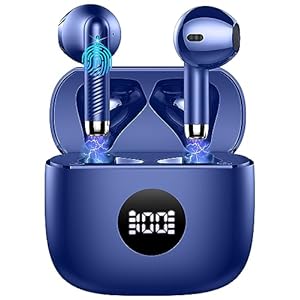 Wireless Earbuds, Bluetooth 5.3 Headphones in Ear with 4 ENC Noise Cancelling Mic, Bluetooth Earbuds 40H Playtime, 2024 HiFi Stereo Deep Bass Wireless Earphones, IP7 Waterproof USB-C Fast Charge Blue