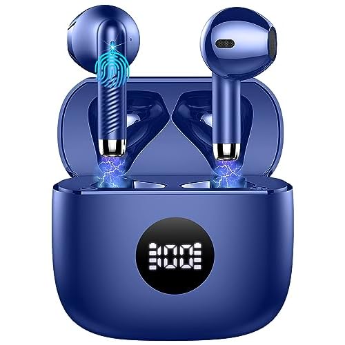 Wireless Earbuds, Bluetooth 5.3 Headphones in Ear with 4 ENC Noise Cancelling Mic, Bluetooth Earbuds 40H Playtime, 2024 HiFi Stereo Deep Bass Wireless Earphones, IP7 Waterproof USB-C Fast Charge Blue