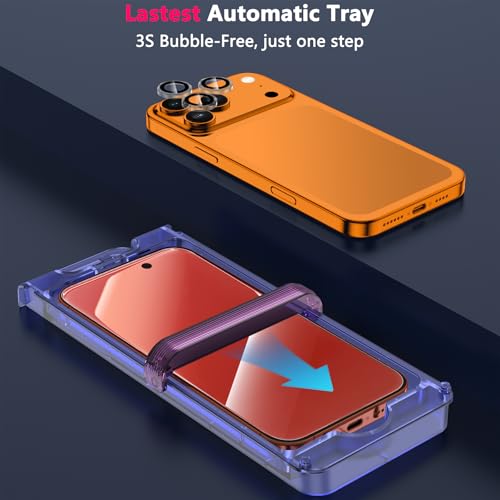 Image of YWXTW [Fashion Badge Privacy Screen Protector for iPhone 17 Pro Max 6.9 Inch 2 Pack + 1 Set Camera Lens Protector, Anti Blue Light Anti Spy 17 Pro Max Glass Screen Protector, Gradient Purple