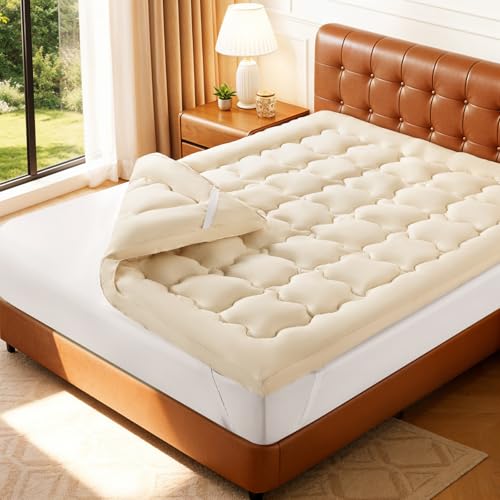 Luxury 100% Organic Wool Mattress Topper Queen Size(Beige (60x80))
