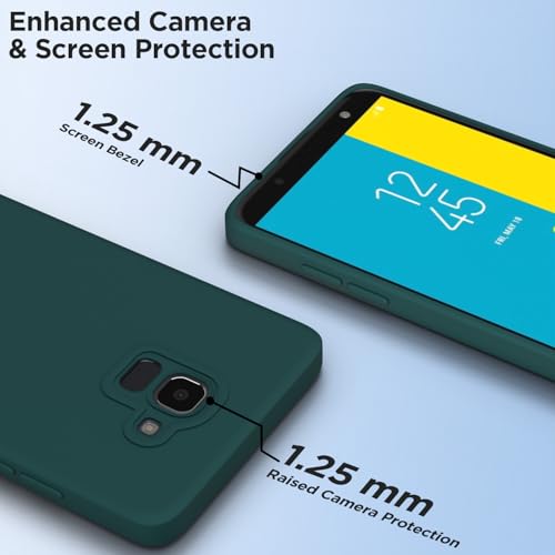 Image of Outlouders Back Cover for Samsung Galaxy J6 2018 | Camera Protection | Durable Soft Matte Silicone Bumper Case (Green)