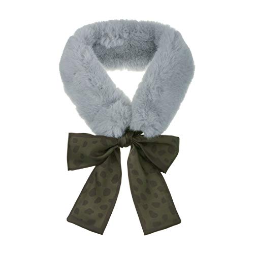 Allegra K Womens Cold Weather Leopard Ribbons Faux Fur Collar Scarf Plush Neck Scarves Winter Warmer