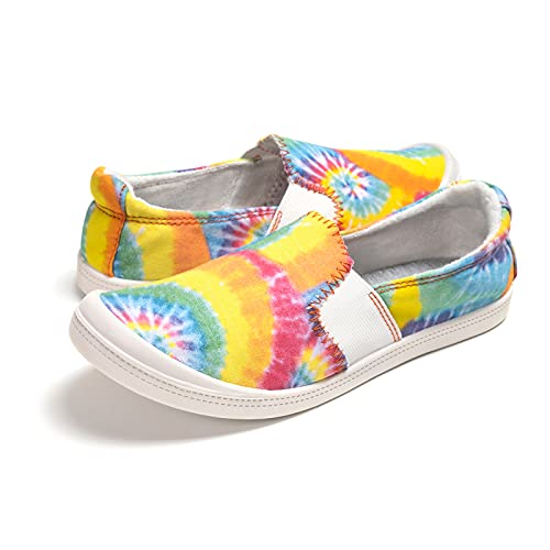 Image of FUNKYMONKEY Slip-On Canvas Sneakers for Women, Comfortable Lightweight Lace-Up Flat Casual Tennis Shoes Breathable Walking Shoes for Everyday Wear