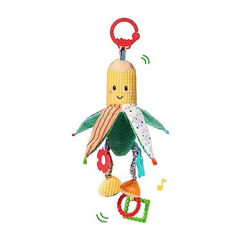 Image of PHEZAPA Hanging Rattles Crib & Car Seat Toys for Babies 0-12 Months with Crinkle, Squeaky & Teether, Sensory Corn Soft Stuff Stroller Toys for Newborns, Boys Girls Gifts