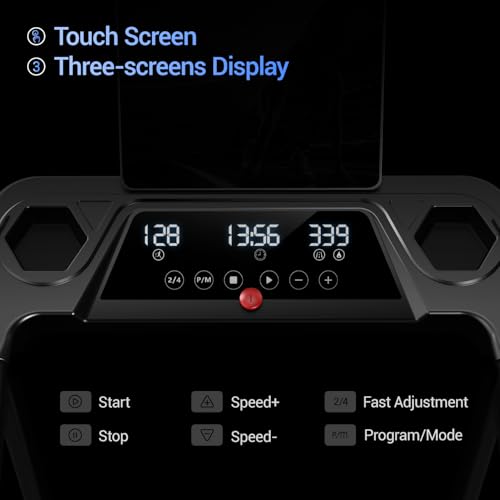 3-in-1 Treadmill with 14% Incline, Portable Treadmills for Home with Handle, Foldable Treadmills with 300 Lbs Weight Capacity, 3.0HP Quiet Walking Pad Treadmill, Three Touch Screen - Image 4