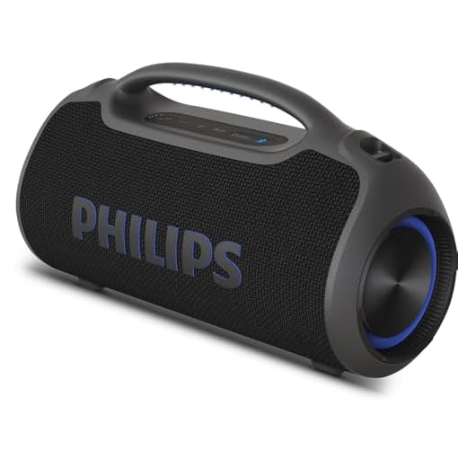 PHILIPS, Boombeat, Caixa de Som Bluetooth Boombox, TAX400B/00, USB, Auxiliar, TWS, USB Powerbank, Entrada para Microfone, Resistente a Água e Poeira, com Alça para Transporte