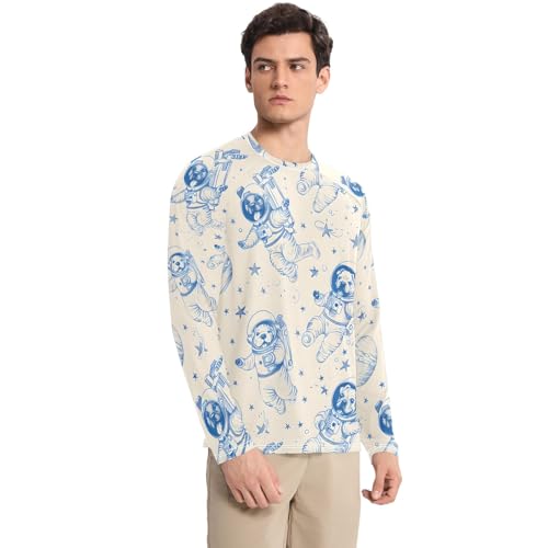 Bolaz Mens UV Protection Shirts Rash Guard Long Sleeve UPF 50+ Dogs Space Quick Dry S3