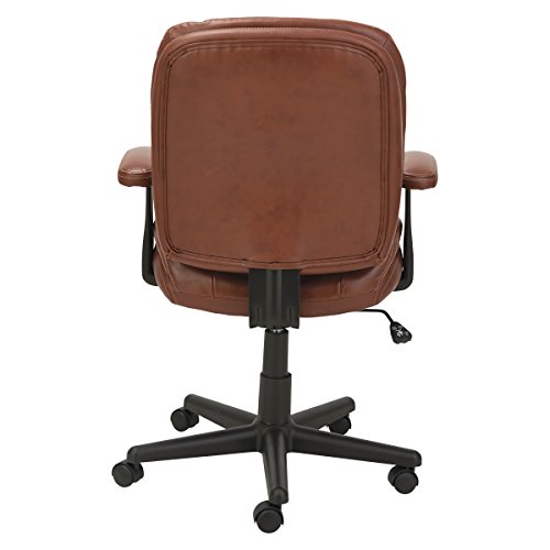 Oif Swivel/Tilt Leather Task Chair, Fixed T-Bar Arms, Chestnut Brown #TOP3