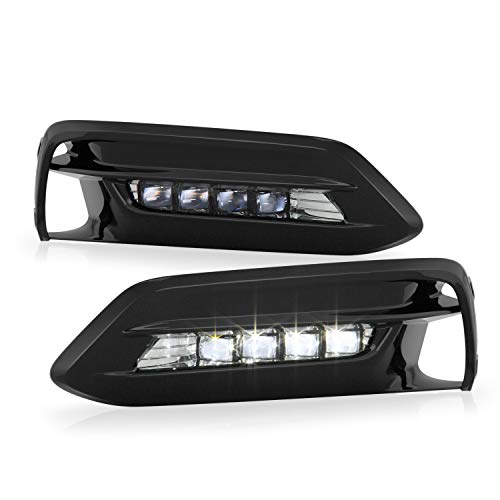 AKKON - Fits 2018 2019 2020 Honda Accord 4Door Sedan LED Driving Bumper Fog Lamp Lights [Black Bezel] Left+Right Pair w/Switch