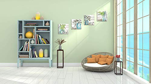 Skyme Art Flower Painting Wall Art Watercolor MasonJar Floral Picture Artwork 4 Panel Modern Oil Painting Print on Canvas for Bedroom Living Decor - Image 4