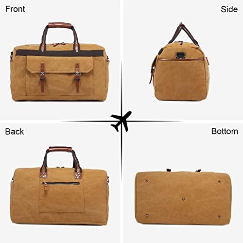 Sucipi Travel Duffle Bag with Shoes Bag and Toiletry Bag,60L Canvas Waterproof Overnight Weekender Bag for Men Women(Yellow) 2 Sucipi Travel Duffle Bag with Shoes Bag and Toiletry Bag,60L Canvas Waterproof Overnight Weekender Bag for Men Women(Yellow)