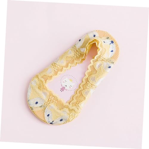 3pairs Skid-resistant Girls Ankle Socks Low Cut Invisible Socks Ruffle Lace Girls Cartoon Pattern Random Color2