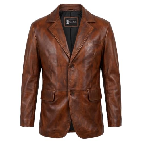 Image of Isaac & David Chicago Lambskin Genuine Casual Wear Leather Blazer Sport Coat Classic Button Closure for Men 2 Button Coat