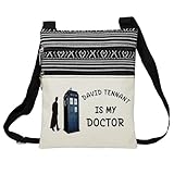 LiuenMgg Who TV Show Messenger Bag Small Ethnic Pattern Printed Adjustable Strap Crossbody Zipper Bag David Tennant Is My Doctor Phone Bag Wallet Cute Shoulder Handbag for Women