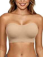 LetsJoli Push Up Strapless Bras for Women Supportive Bandeau Bra Non Slip Wireless No Underwire Padded Tube Bra(Nude,M)