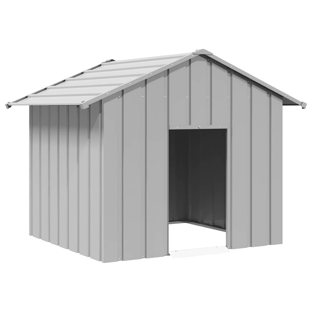 Cuccia per cani con tetto, 131 x 101 x 102 cm, in acciaio zincato, cuccia per cani senza fondo per una facile pulizia e drenaggio, resistente alle intemperie, per giochi e addestramento