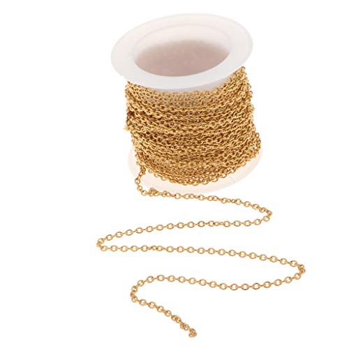 kowaku Colar de corrente em rolo de ouro 5,4 metros 2,2 / 3 mm para - Ouro 2,2 mm 1, conforme descri