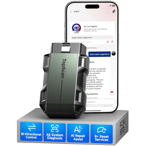 TOPDON TopScan Lite Valise OBD2 Diagnostic, Bluetooth Valise Diagnostic Auto Multimarque avec Contrôle Bidirectionnel/8 Réinitialisations/Assistant IA, Prise...