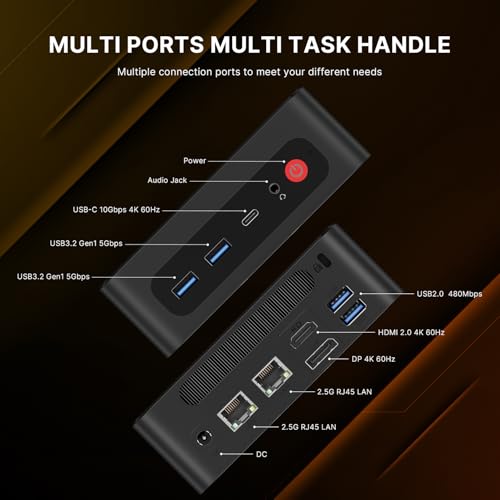 P4 Light Gaming Mini PC Ryzen 7 5700U 32GB RAM 1TB SSD Winodws 11 Pro | Triple 4K 60HZ Displays, Support PS3 emulator, Micro PC, Dual HDMI+DP+Type-C, WiFi 6E, BT5.2 - Image 6