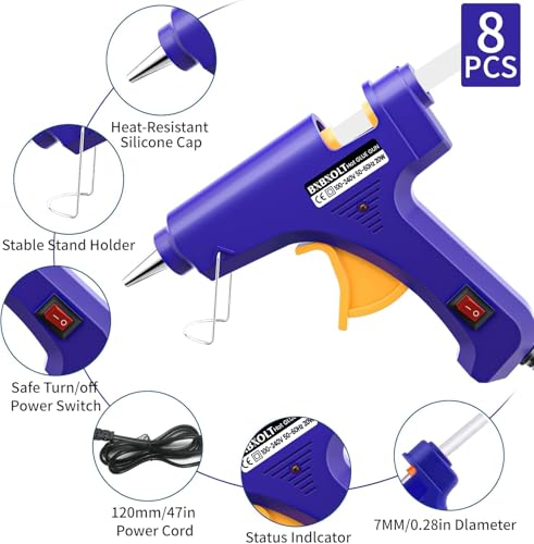 Mini Hot Glue Gun Set for Class Project, Small Glue Gun Hot Melt Arts Craft DIY Glue Gun for Crafts School DIY Arts Home Quick Repairs (Multicolored 8 Pieces) - Image 2