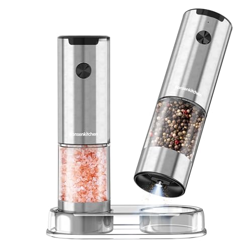 Bonsenkitchen Electric Salt and Pepper Grinder Set, 95ml Lar...