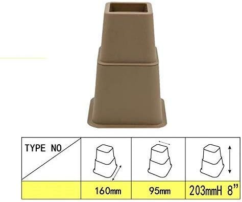 Miniatura 4 de HomeRoots Elevadores ajustables para muebles de cama, plástico resistente de 3, 5 u 8 pulgadas, elevadores marrones para cama y sofá, juego de 4,