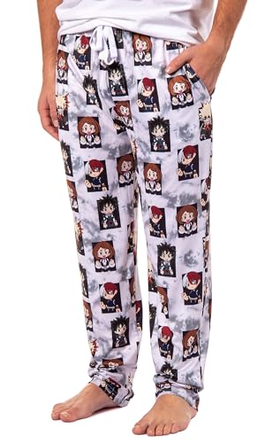 Bioworld My Hero Academia Men's Pajama Pants Izuku Midorya Bakugo Shoto Todoroki Ochaco Uraraka Manga Anime Sleep Pants