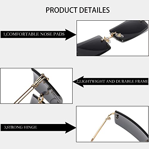 Image of Rectangle Sunglasses for Women Men Fashion Retro Rimless Frameless Tinted Lens Sun Glasses Shades 2026 Stylish