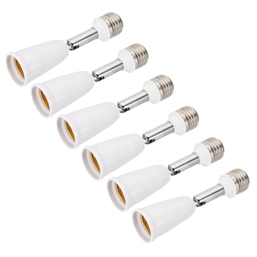 Adaptador extensor de enchufe de luz E26 a E26 de 5.5 pulgadas y 60W máx., pack de 6 piezas