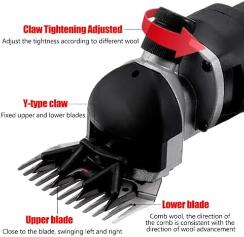 690W Portable Electric Sheep Shears, 220V, 2800RPM, 6 Speed Professional Wool Shearing Tool for Efficient Fur Shaving in Sheep (Red) - High Power & Performance